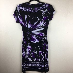 Carole Little  Purple Black and white dress. Graphic Floral Boat Neck Size 6